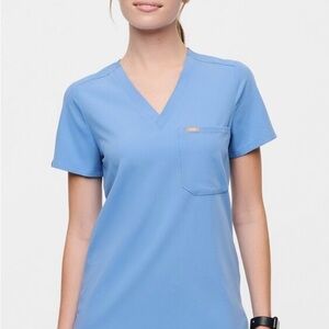 Figs Ceil Blue One Pocket Scrub Top - XXSP